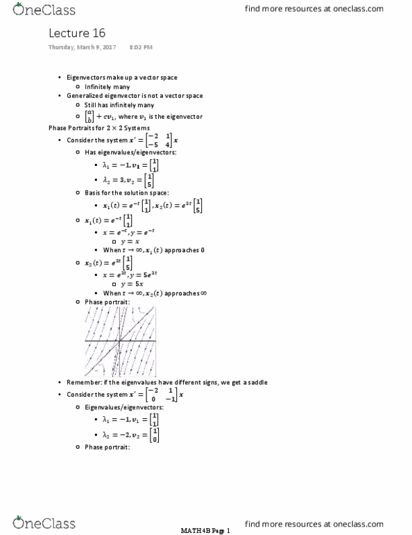 MATH 4B Lecture Notes - Lecture 16: Equilibrium Point, Phase Portrait thumbnail