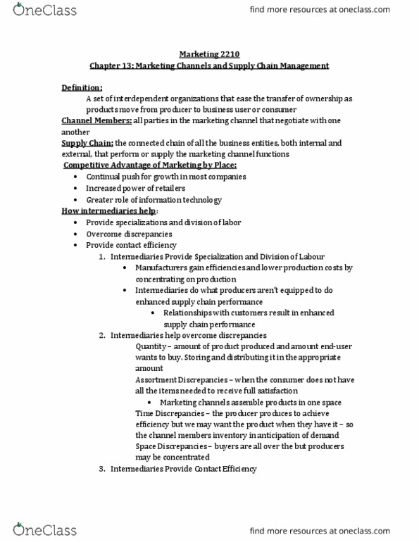 BUSI 2210 Chapter Notes - Chapter 13: Order Processing, Outsourcing, Gross Margin thumbnail