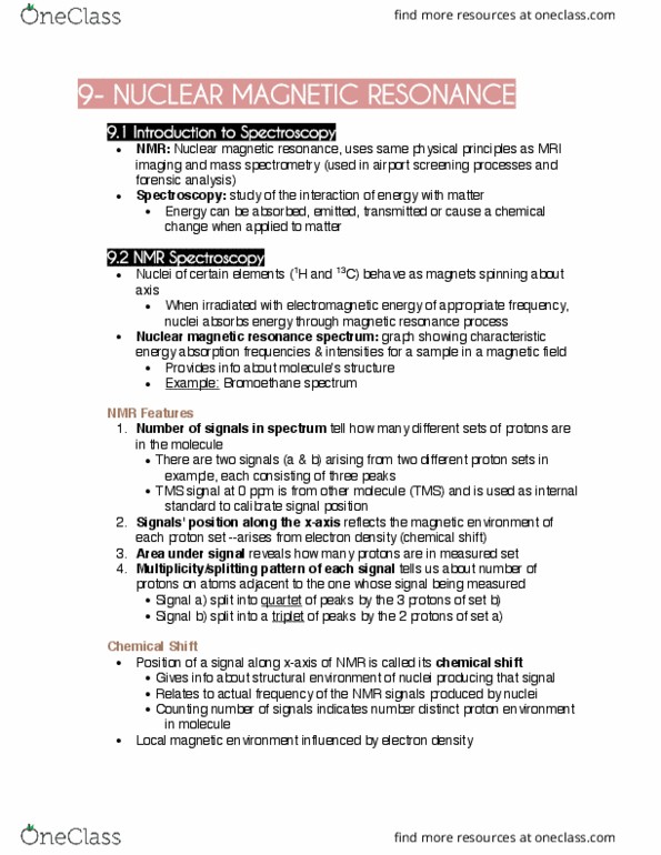 CHEM 222 Chapter Notes - Chapter 9: Tetramethylsilane, Topicity, Dihedral Angle thumbnail