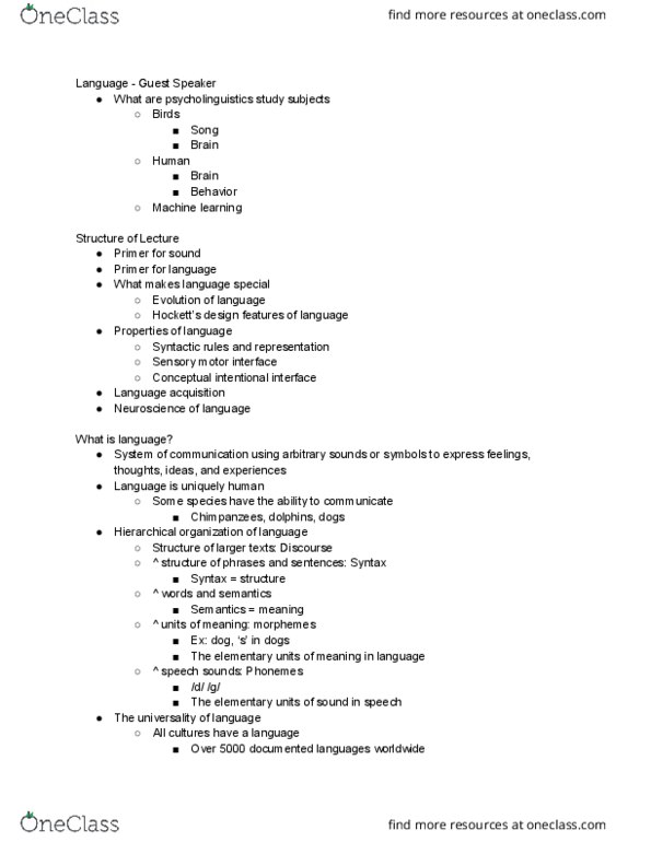 PSYC 3 Lecture Notes - Lecture 9: Frontal Lobe, Formant, Mutual Exclusivity thumbnail