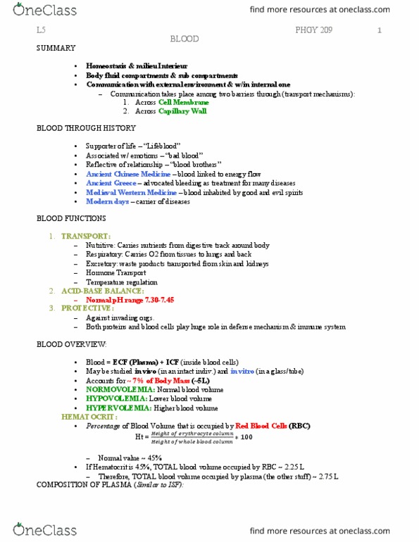 PHGY 209 Lecture Notes - Lecture 3: Fibrinolysis, Thrombin, Coumarin thumbnail