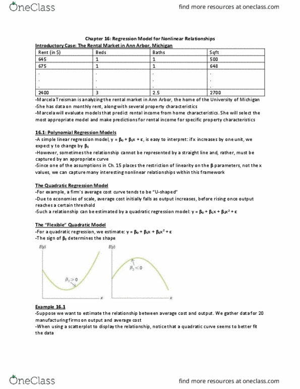 BNAD 276 Lecture Notes - Lecture 8: Simple Linear Regression, Polynomial Regression, Scatter Plot thumbnail