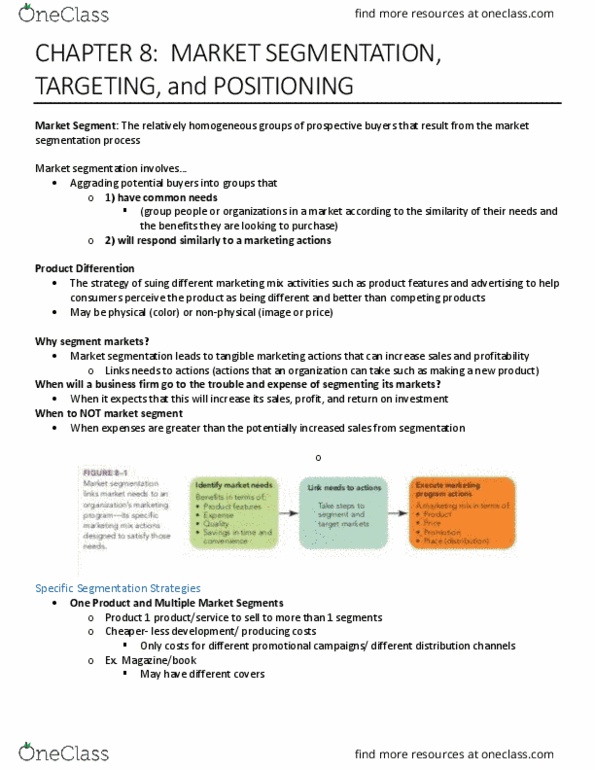 MK 201 Chapter Notes - Chapter 8: Unk, Marketing Mix, Mass Customization thumbnail