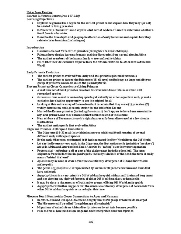 ANT101H5 Chapter Notes - Chapter 9: Acheulean, Brain Size, Laetoli thumbnail