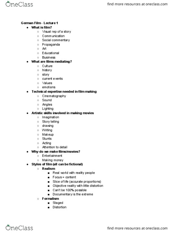 GERM 1171 Lecture Notes - Lecture 1: Making Money, Time-Lapse Photography thumbnail