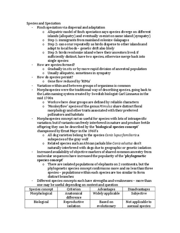 BIOL 103 Lecture Notes - Ploidy, Gamete, Adaptive Radiation thumbnail