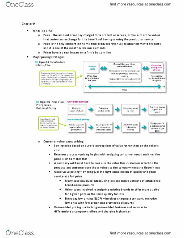 MKTG 2201 Chapter Notes - Chapter 9: List Price, Predatory Pricing, Geographical Pricing thumbnail