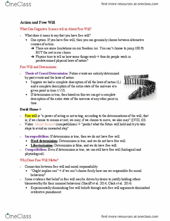 CGSC 1001 Lecture Notes - Lecture 13: Bereitschaftspotential, Compatibilism, Retributive Justice thumbnail