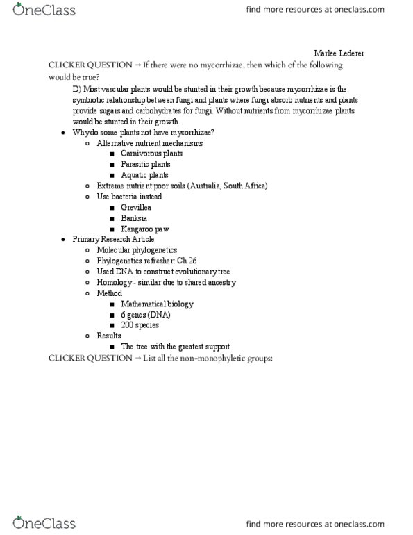 EBIO 1220 Lecture Notes - Lecture 24: Psilotum Nudum, Enzyme Inhibitor, Marchantia thumbnail