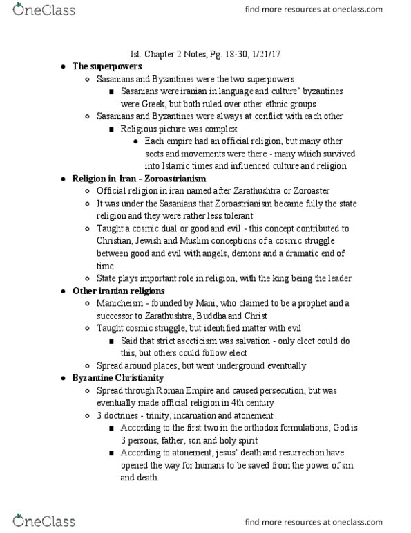 ISL 310 Chapter Notes - Chapter 2: Axial Age, Syriac Orthodox Church, Coptic Orthodox Church Of Alexandria thumbnail