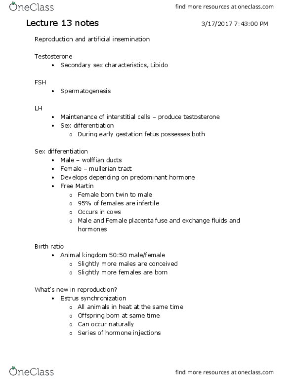 AVS 101 Lecture Notes - Lecture 13: Stem Cell, Antibiotics, Surrogacy thumbnail