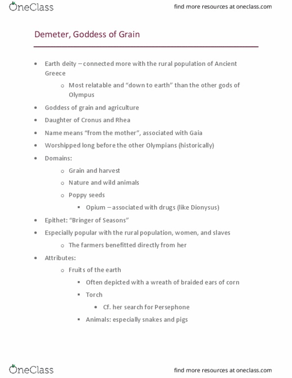 CLASS 310 Lecture Notes - Lecture 10: Homeric Hymns, Tudigong, Cronus thumbnail