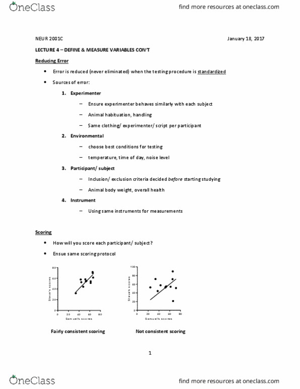 NEUR 2001 Lecture Notes - Lecture 4: Skin Fold, Concurrent Validity, Face Validity thumbnail