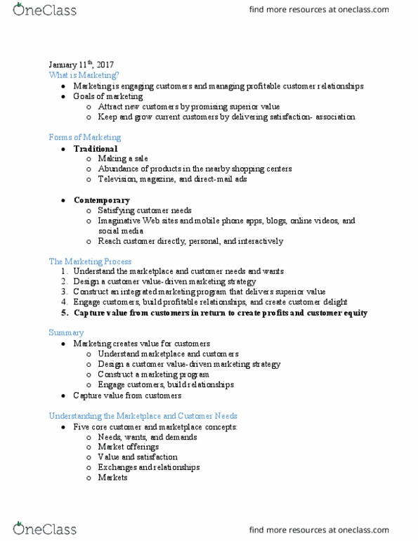 MKTG 2201 Chapter Notes - Chapter 1-2: List Price, Swot Analysis, Value Chain thumbnail