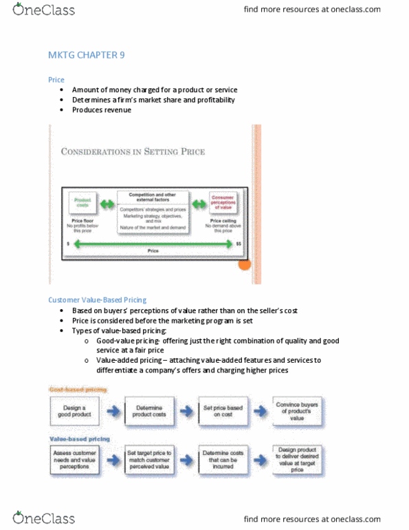 MKTG 2201 Chapter Notes - Chapter 9: Price Skimming, Demand Curve, Monopolistic Competition thumbnail