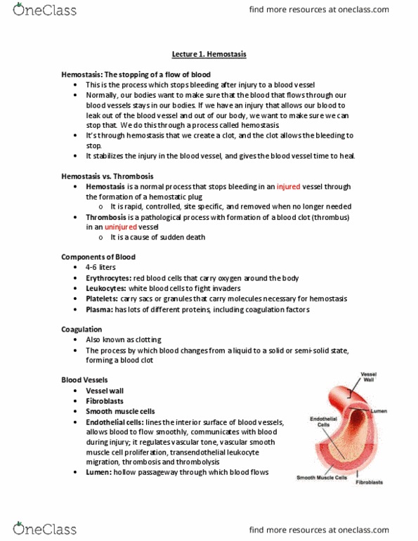 PATH 310 Lecture Notes - Lecture 1: Gpvi, Thromboxane A2, Zymogen thumbnail