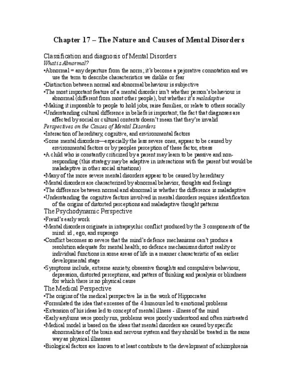 PSYA02H3 Chapter Notes - Chapter 17: Schizophrenia, Elizabeth Loftus, Dissociative Identity Disorder thumbnail