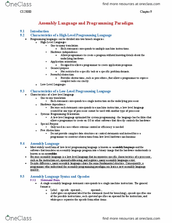 CS 25000 Chapter Notes - Chapter 9: Season Ticket, Symbol Table, Subroutine thumbnail