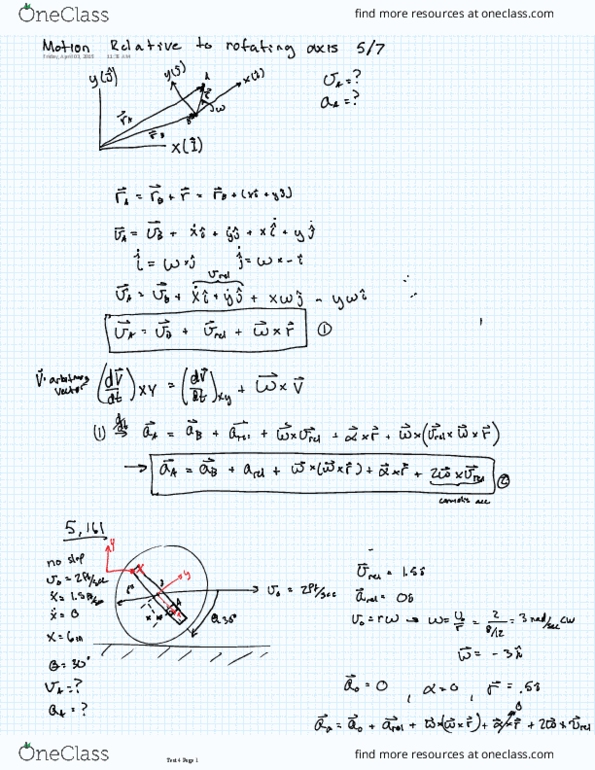 ESM 2304 Lecture Notes - Lecture 19: Angular Velocity, Angular Acceleration thumbnail