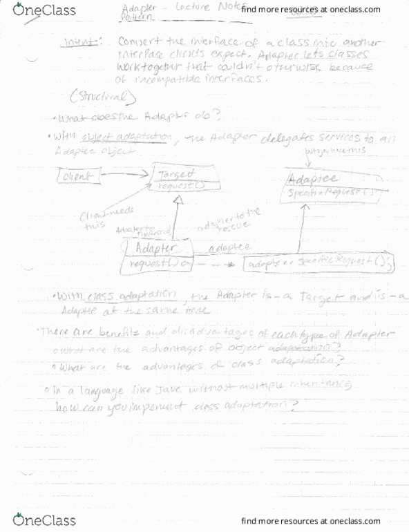 SWEN-256 Lecture Notes - Lecture 10: Yle, Nolina, Adapter Pattern thumbnail