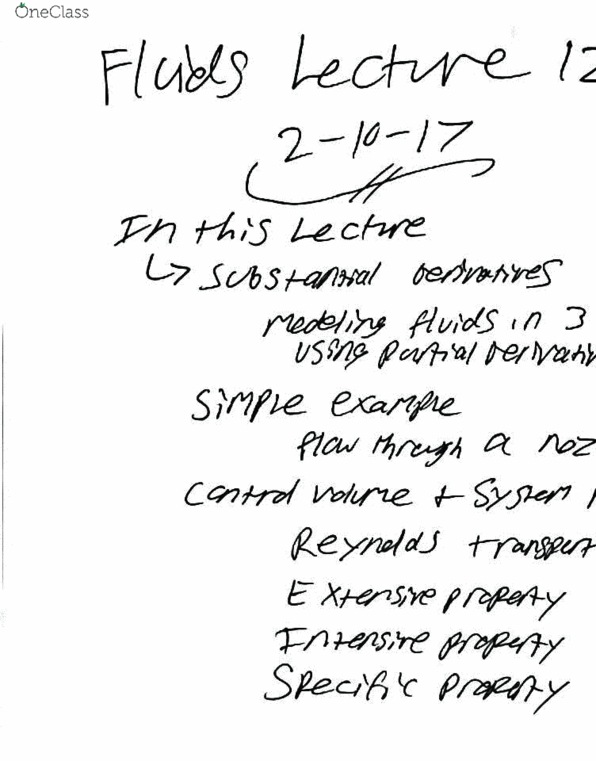 ENSC 3233 Lecture 12: Substantial Derivative, Control Volume and System Representations thumbnail