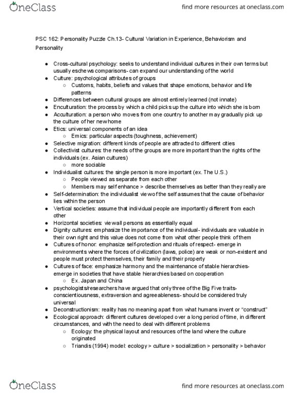 PSC 162 Chapter Notes - Chapter 13: Out-Group Homogeneity, Cultural Relativism, Deconstruction thumbnail