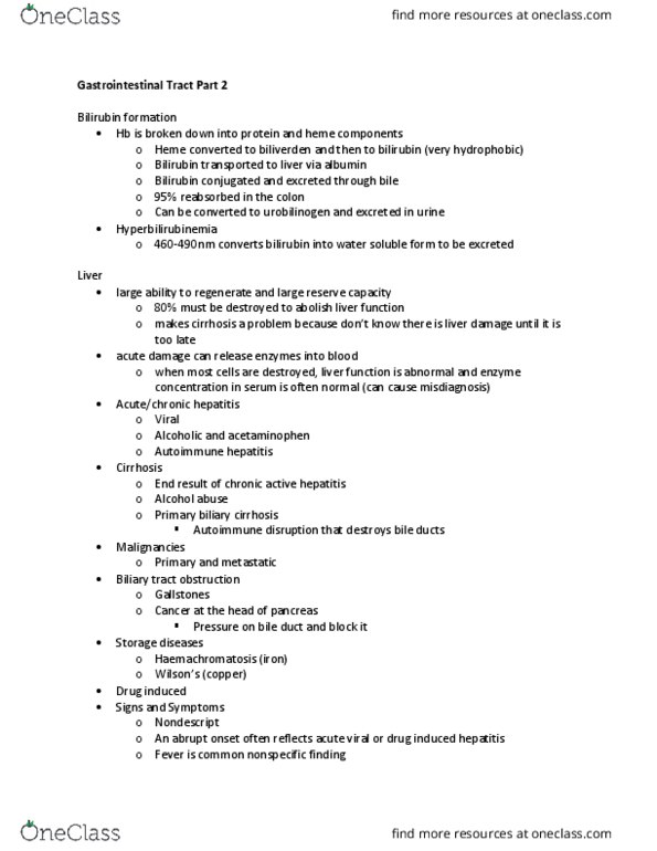 BCH 4123 Lecture Notes - Lecture 18: Primary Biliary Cirrhosis, Common Bile Duct, Alanine Transaminase thumbnail