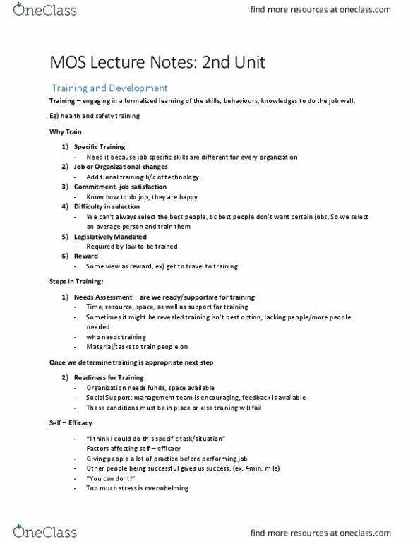 Management and Organizational Studies 1021A/B Lecture Notes - Lecture 4: Illusory Superiority, Job Satisfaction, Earth Hour thumbnail