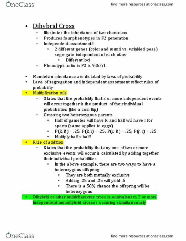 BIOL 111 Lecture Notes - Lecture 19: Epistasis, Sickle-Cell Disease, Pleiotropy thumbnail