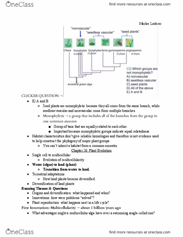 EBIO 1220 Lecture Notes - Lecture 25: Volvox, Lycopodiophyta, Gene Duplication thumbnail