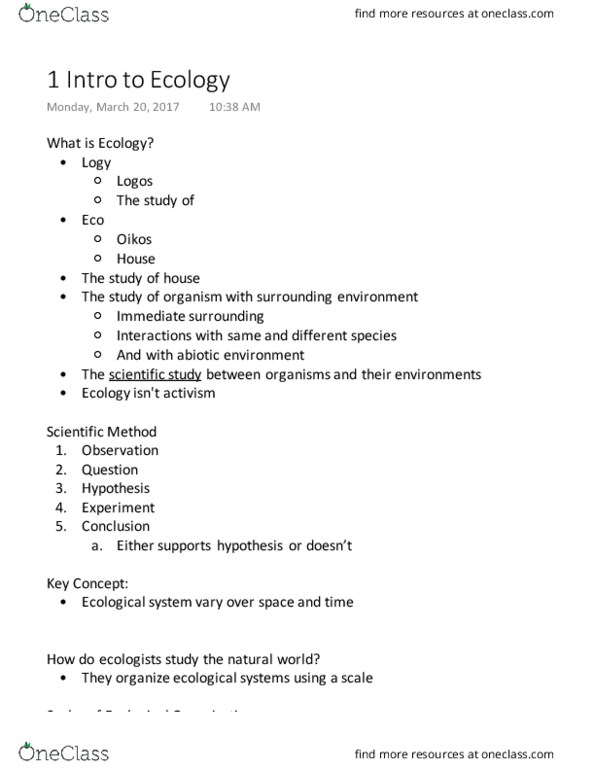 BSC 2011 Lecture Notes - Lecture 1: Ectotherm, Organism, Heat Flux thumbnail