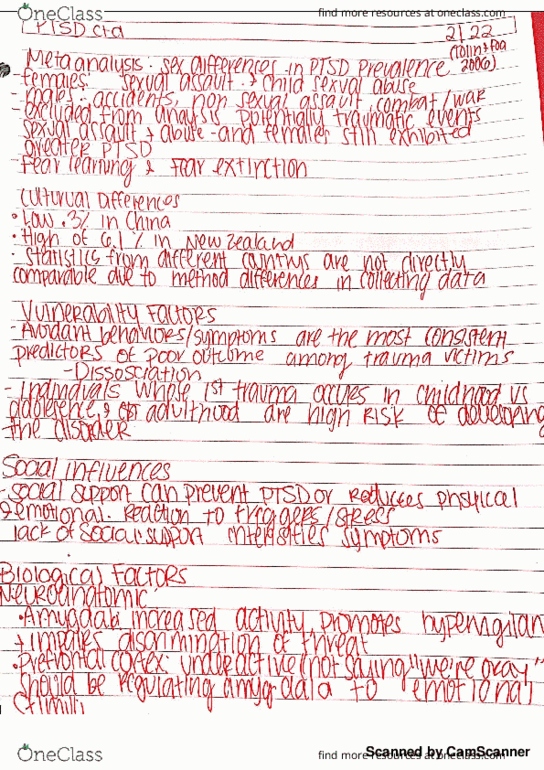 PSYC 3303 Lecture Notes - Lecture 18: Posttraumatic Stress Disorder thumbnail