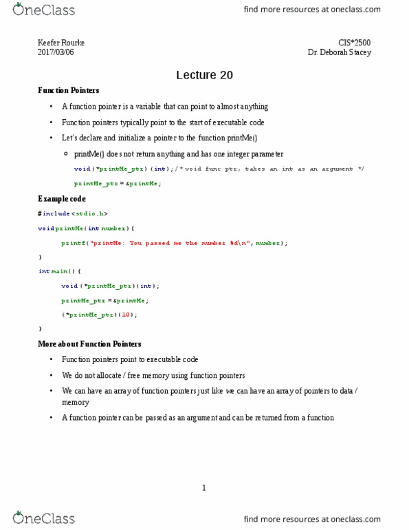 CIS 2500 Lecture Notes - Lecture 20: C String Handling, Switch Statement, Scanf Format String thumbnail