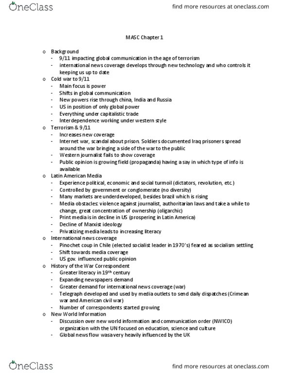 MASC 101 Lecture Notes - Lecture 1: American Civil War, Crimean War, Core Countries thumbnail