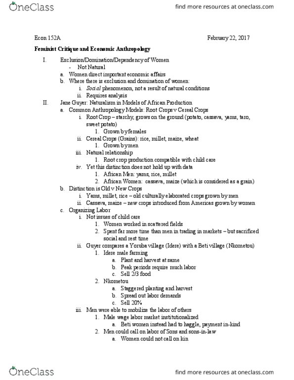 ECON 152A Lecture Notes - Lecture 12: Sweet Potato, Wage Labour, Structural Analysis thumbnail