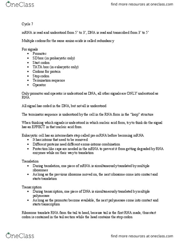 Biology 1002B Lecture Notes - Lecture 15: Repressor, Lac Operon, Stop Codon thumbnail