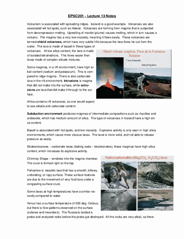 EPSC 201 Lecture Notes - Lecture 13: Mount Vesuvius, Cano, Brown Sugar thumbnail
