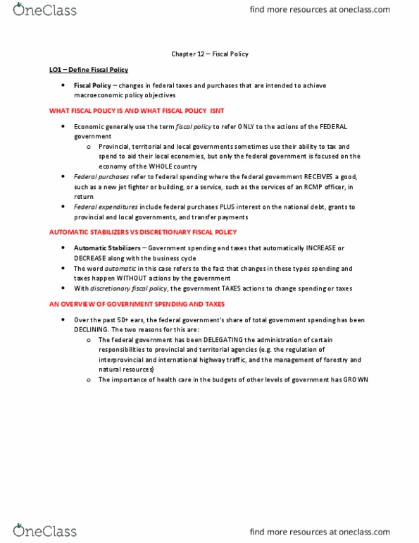 ECON 1100 Chapter Notes - Chapter 12: Gdp Deflator, Aggregate Demand, 1 thumbnail