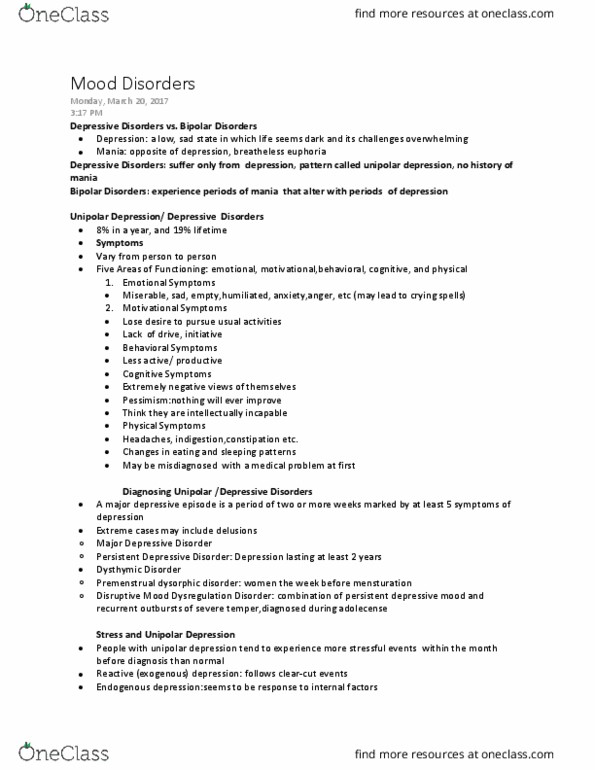 PSYCH 215 Chapter Notes - Chapter 6: Major Depressive Disorder, Deep Brain Stimulation, Transcranial Magnetic Stimulation thumbnail