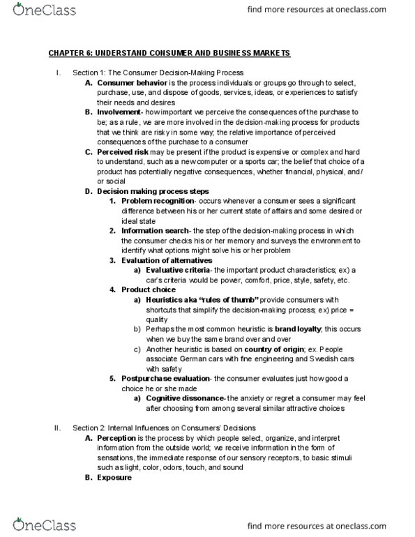 MKTG 2101 Lecture Notes - Lecture 6: Subliminal Stimuli, Cognitive Dissonance, Consumer Behaviour thumbnail