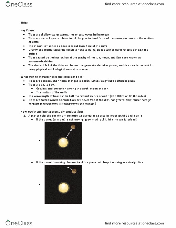 01:460:120 Lecture Notes - Lecture 14: Sea Level, Cengage Learning, Tide thumbnail