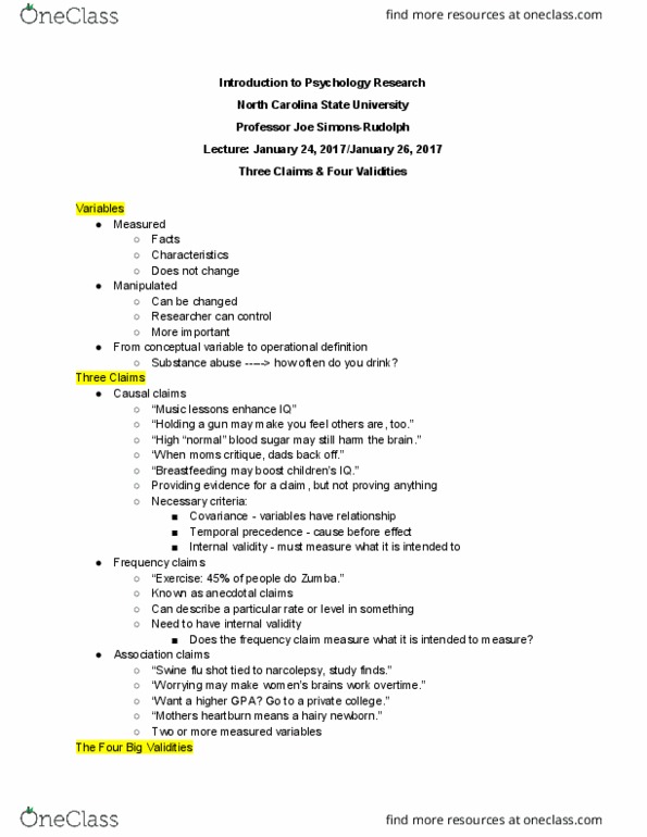 PSY 230 Lecture Notes - Lecture 3: Swine Influenza, Blood Sugar, Breastfeeding thumbnail