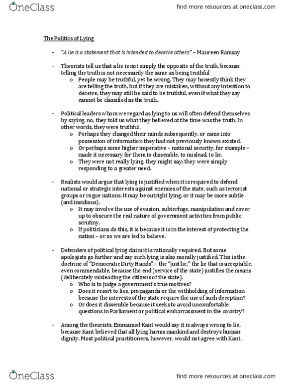 POLS 3440 Lecture Notes - Lecture 8: War Measures Act, Dalton Mcguinty, Ontario General Election, 2003 thumbnail