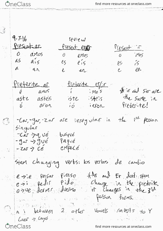 SPNS 2101 Lecture Notes - Lecture 1: Preterite thumbnail