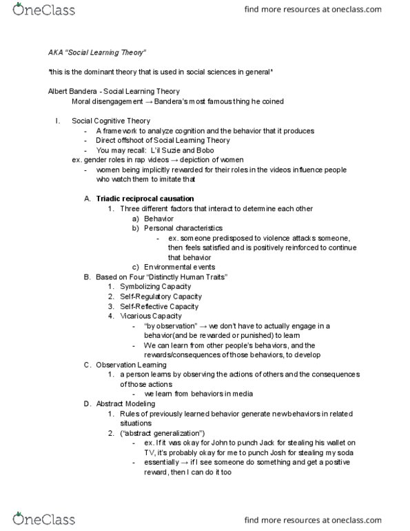 ADV 316 Lecture Notes - Lecture 16: Gullah Gullah Island, Barney & Friends, Social Cognitive Theory thumbnail