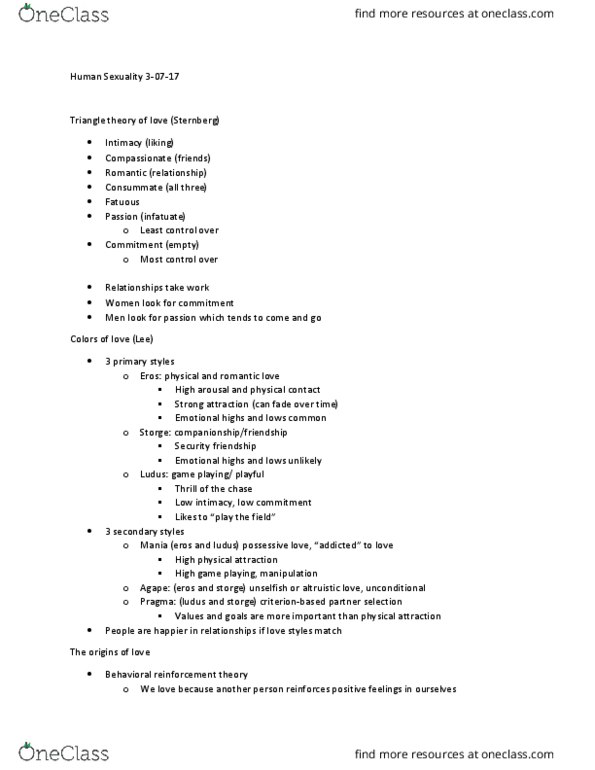 PSYC 2070 Lecture Notes - Lecture 13: Storge, Color Wheel Theory Of Love thumbnail