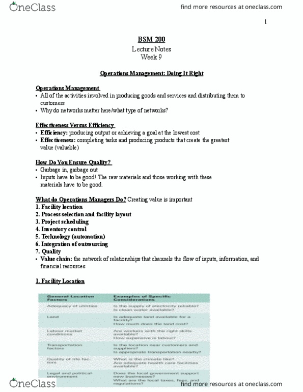 BSM 200 Lecture Notes - Lecture 9: Switching Barriers, Total Quality Management, Six Sigma thumbnail