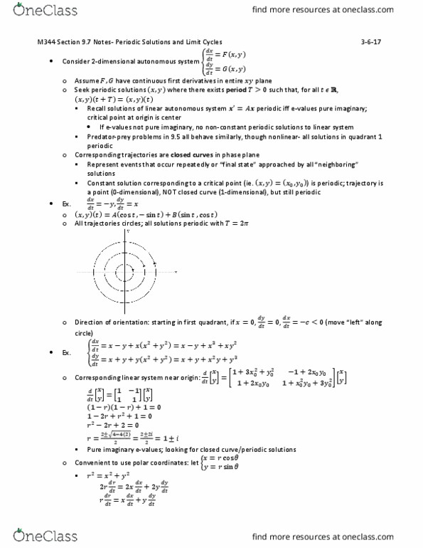 MATH-M 344 Chapter Notes - Chapter 9: Phase Portrait, Simply Connected Space, Saddle Point thumbnail