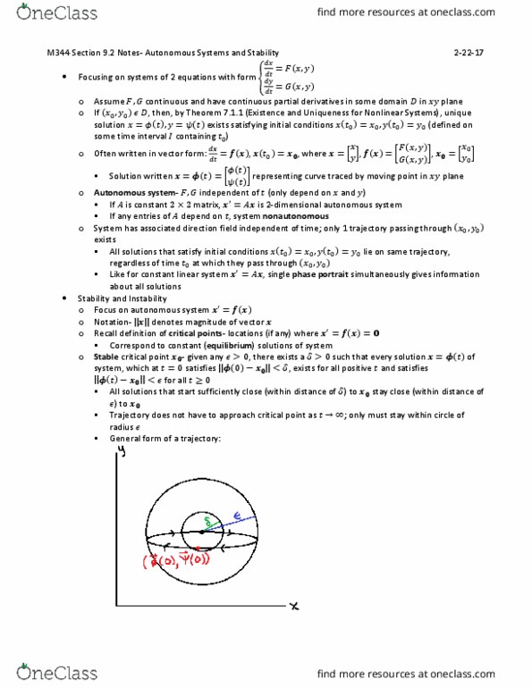 MATH-M 344 Chapter Notes - Chapter 9: Haplogroup R1B, Saddle Point, Potential Energy thumbnail