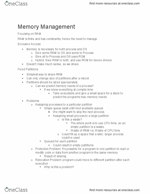 CS 1550 Lecture Notes - Lecture 5: Virtual Address Space, Virtual Memory, Linked List thumbnail